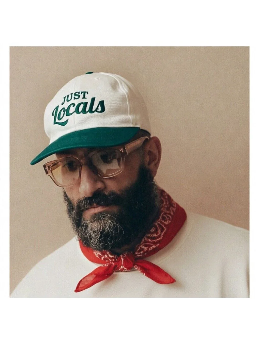 Just Locals Green White Embroidered Adjustable Dad Hat